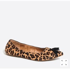 J. Crew | Calf Hair Leopard Print Tassel Flats 8.5